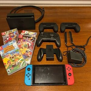 Nintendo Switch Original + accessories & 4 games